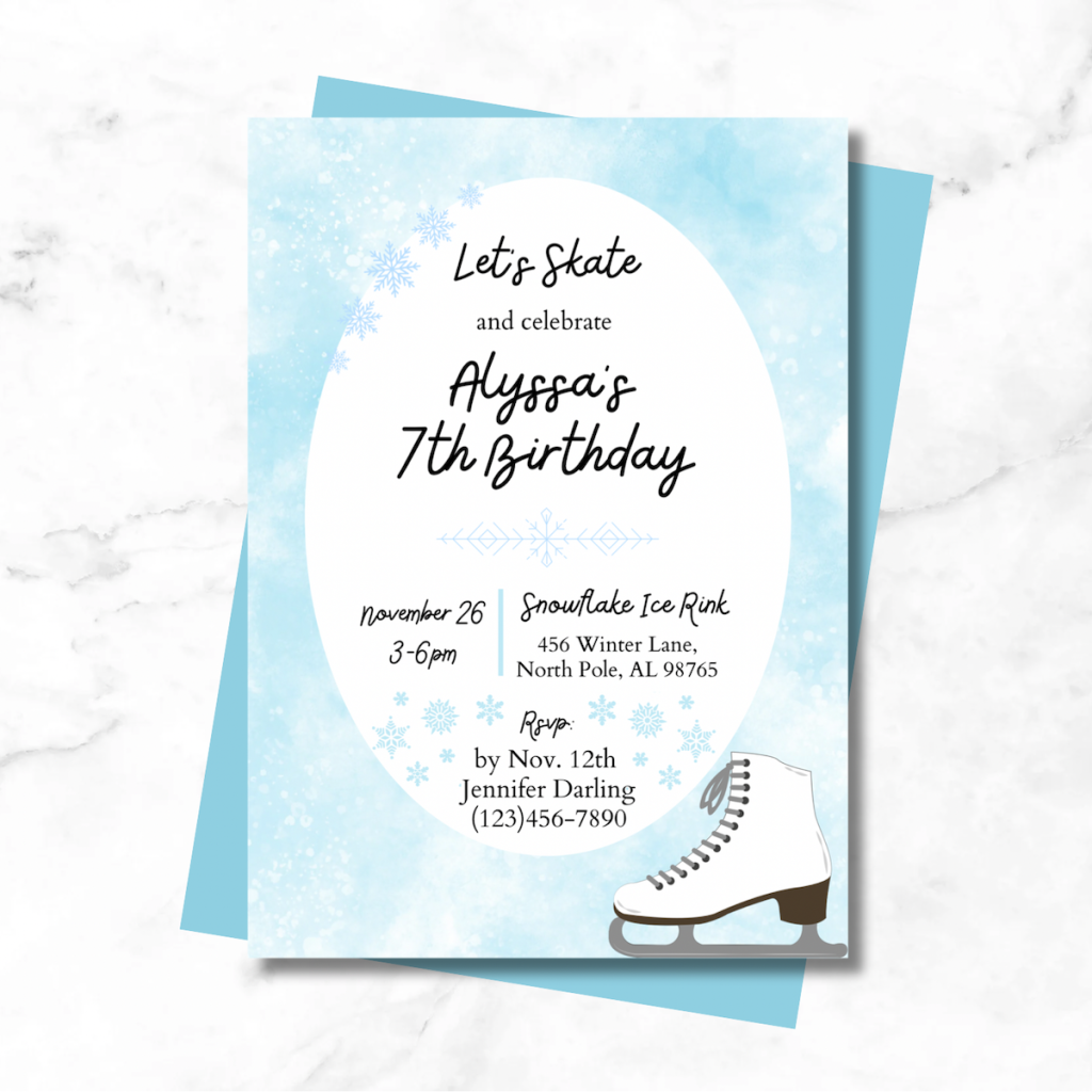 ice skating birthday party invitation on Etsy